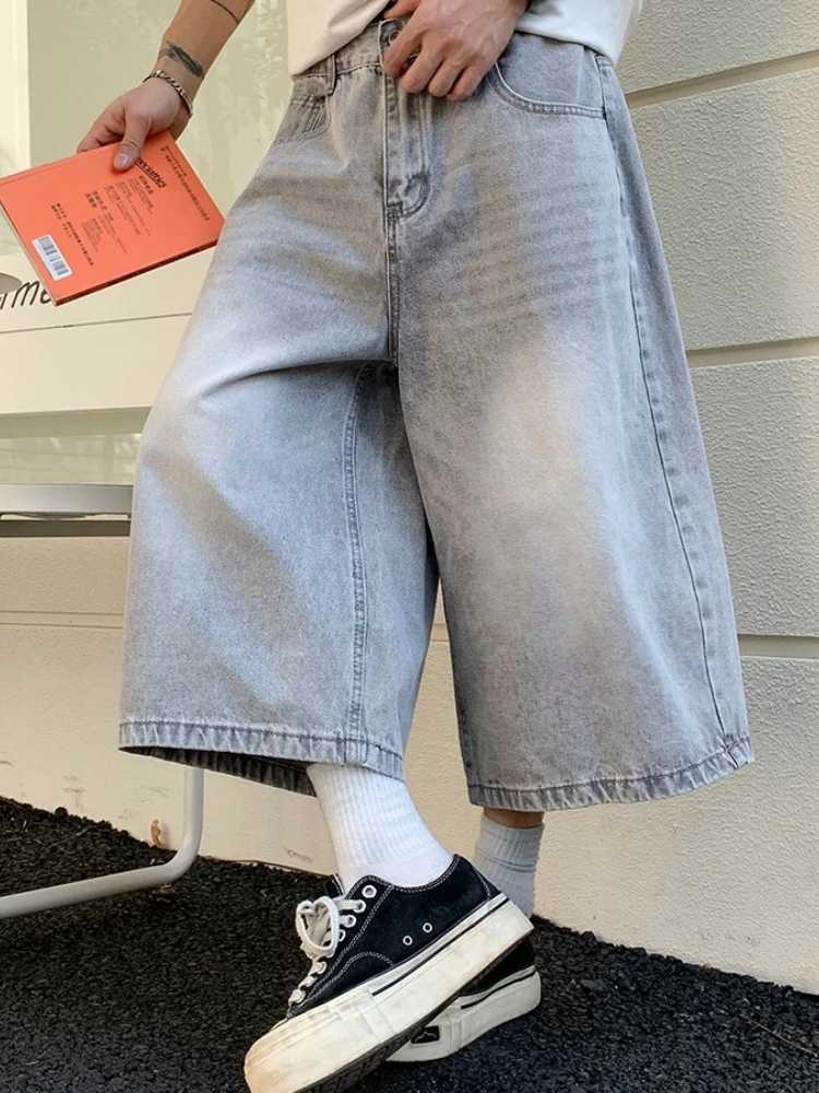 Summer Mens New American Vintage High Waist Wide Leg Jeans Loose Seven-Foot Pahts Denim Casual Straight Leg Pants D260320