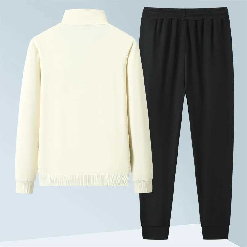 Casual Athletic Sweater Trouser Long Sleeve Sweatsuits Suit Men Sport Cardigan Stand Collar Sweatshirts Pant Sweatpants 2Pcs Set M260320