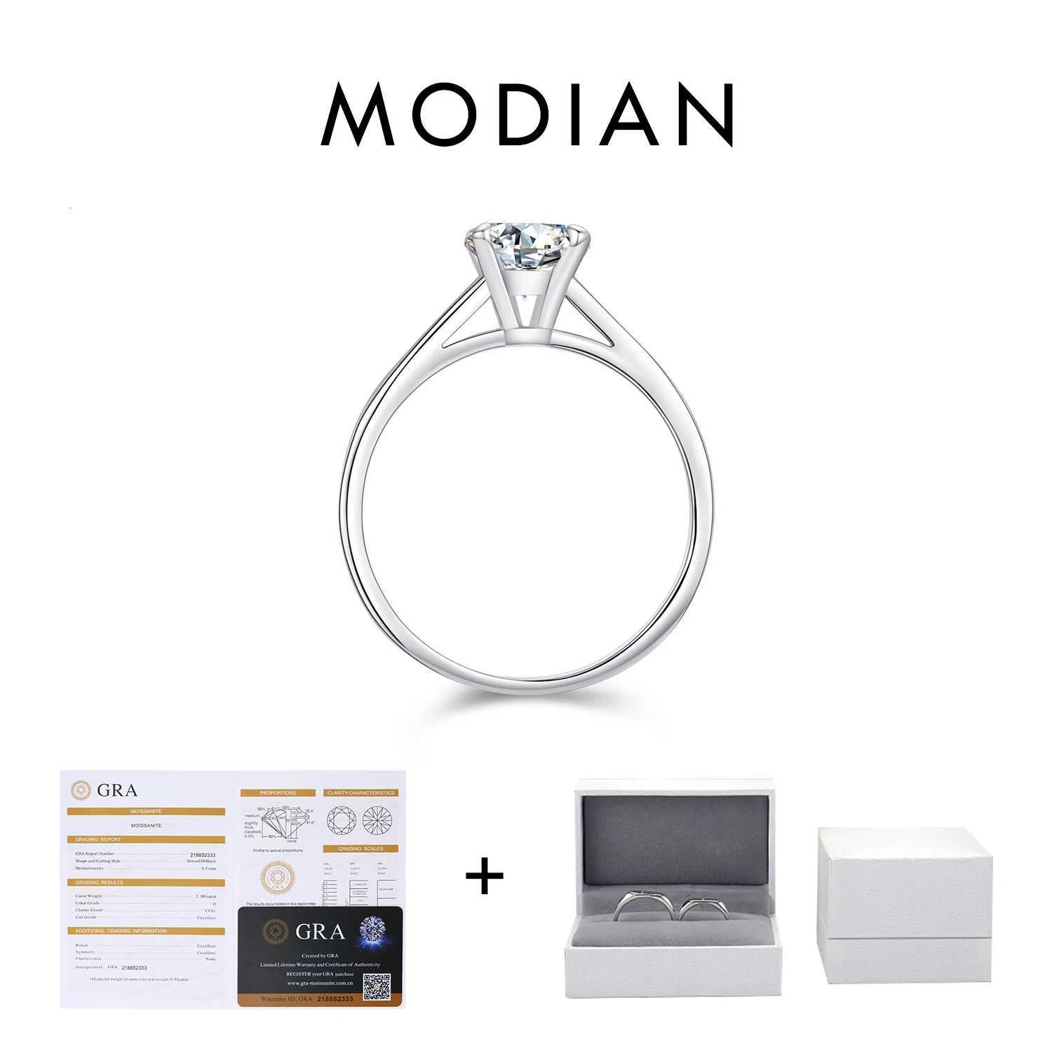 MODIAN 1CT D Color Round High Quality Moissanite Ring For Women 925 Sterling Silver Romantic Wedding Engagement Band Jewelry H260320 - view 7