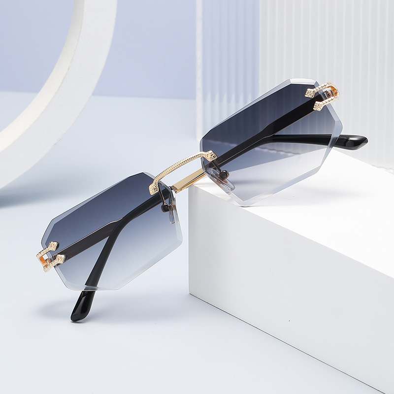 Luxury Brand Designer Jewelry 6066 Snake-Shaped Metal Personality Cut Edge Sunglasses 2024 Fashion Rimless Glasses Street Style Trendy Sunglasses