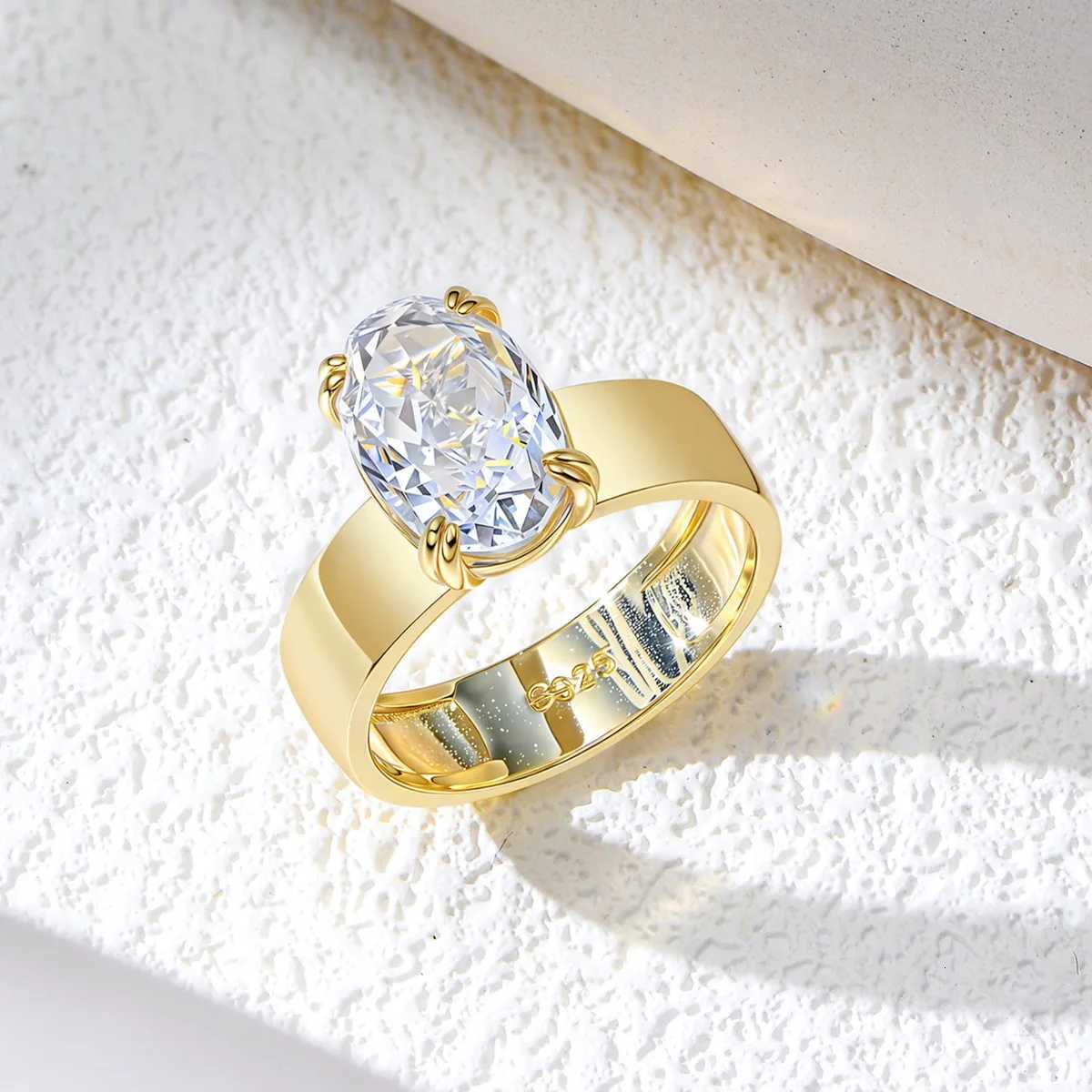 OEVAS 45CT 8X12MM Oval Moissanite Rings for Women S925 Sterling Silver Sparkling Wedding ring Party Fine Jewelry Gift H260320 - view 4
