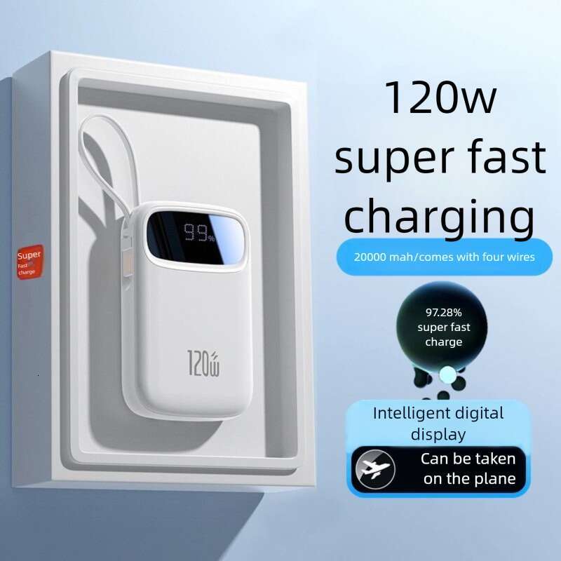 Famous Brand New 20000mAh Power Bank 120W Super Fast Charging Built In Cable Large Capacity Mini Portable External Battery CKS