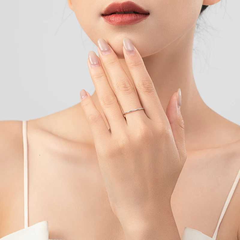 Ailmay Solid 925 Sterling Silver Minimalism Simple Smooth Stackable Finger Ring For Women Girls Party Accessories Jewelry Gifts H260320 - view 3