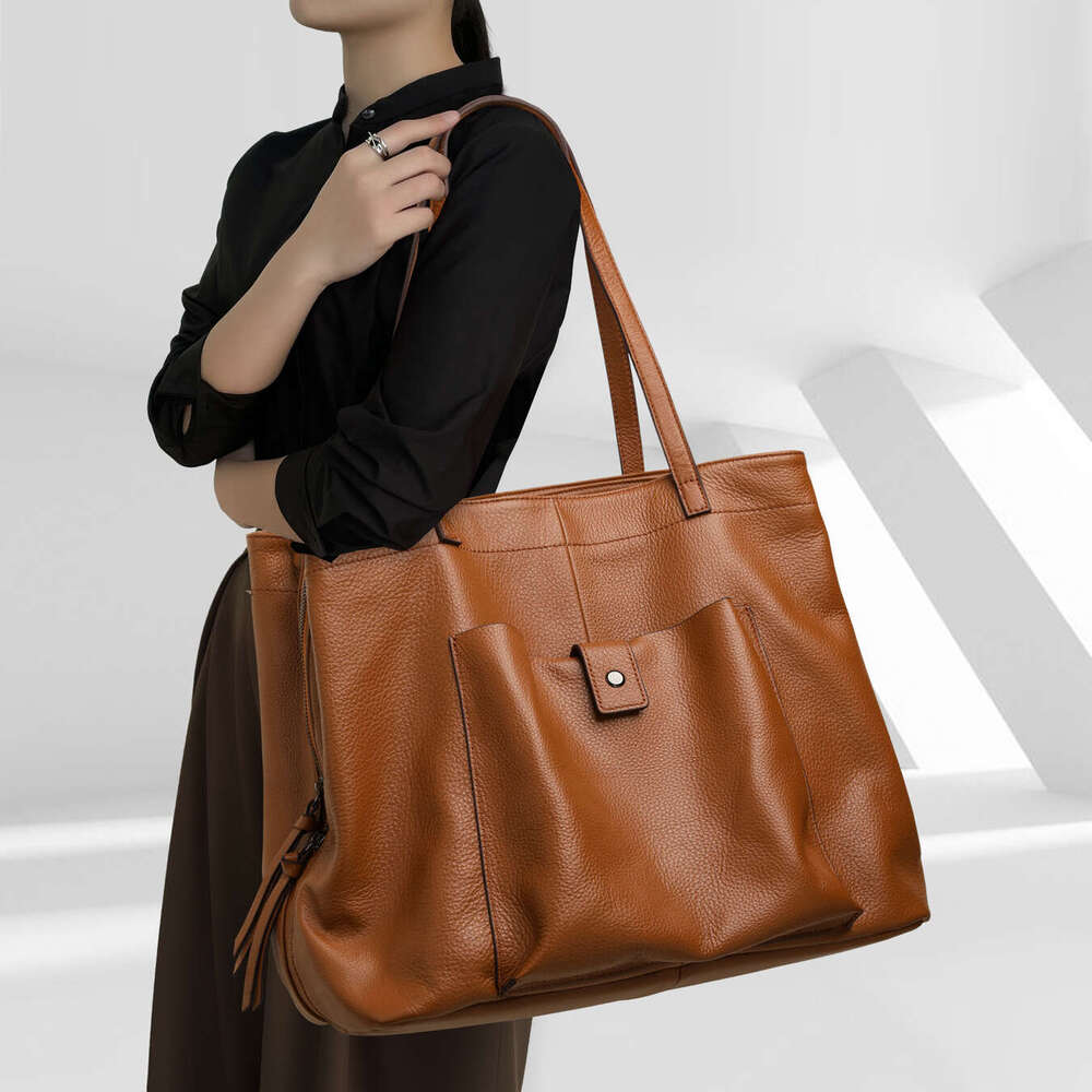 New High-End Genuine Leather Underarm Bag for Women, Large Capacity Luxury Hobo Tote Shoulder Bag, Fashion Ladies Handbag for Autumn and Winter SENYY