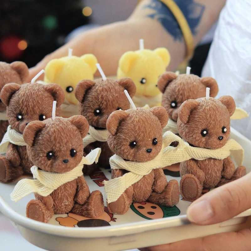 1/2pcs Scented Candle Simulation Teddy Bear Shape Fragrance Cute Souvenir Gift Atmosphere Creative Handmade High-end Bear Candle H260319