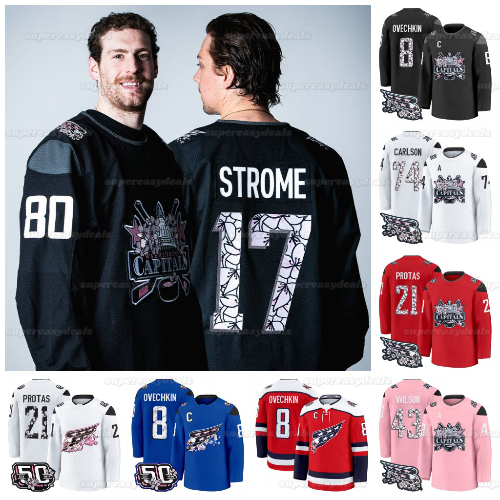 Alex Ovechkin Maglia Speciale Capital 2026 A Tema Fiori Di Ciliegio Mcmichael Protas Strome Chychrun Lindgren Thompson T.J.Oshie Dowd Kuemper Dogana-image
