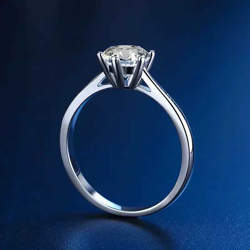 NeeTim 03ct 4mm Moissanite Diamond Ring for Women S925 Sterling Silver with Gold Plated Eternity Band Wedding Party Jewelry H260320 - view 3