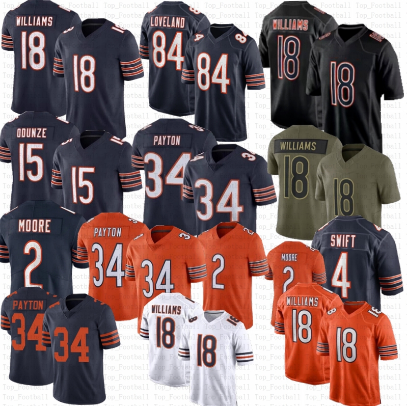 Caleb Williams Luther Burden III Colston Loveland Football Jersey Monangai Rome Odunze Kmet Hester Swift Walter Payton Urlacher Jerseys
