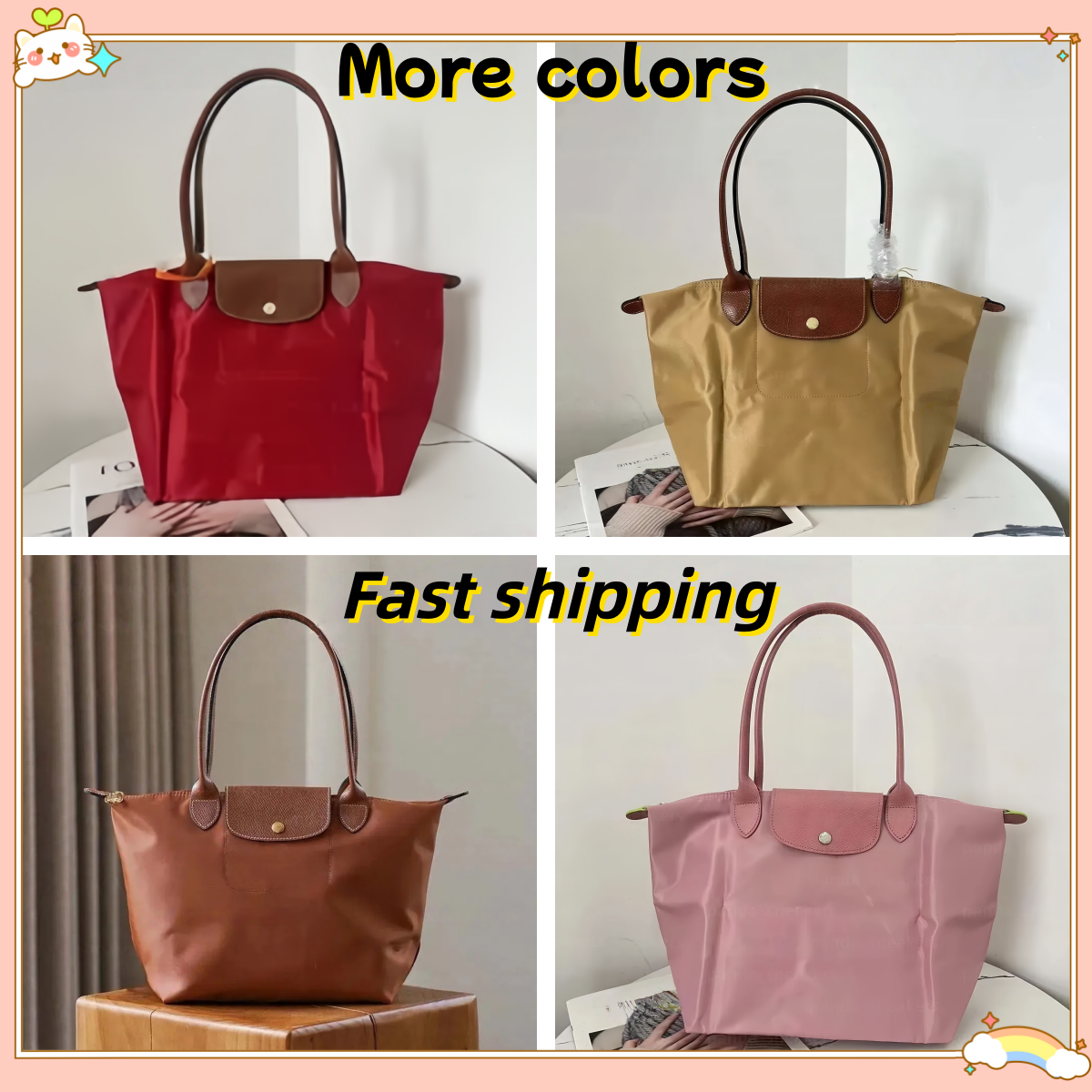 longchaamps bag medium designer bag beach bag Luxury Travel bags shopping Bag shoulder bags Big Capacity Womens shoulder Handbag crossbody bags Nylon Casual Canvas