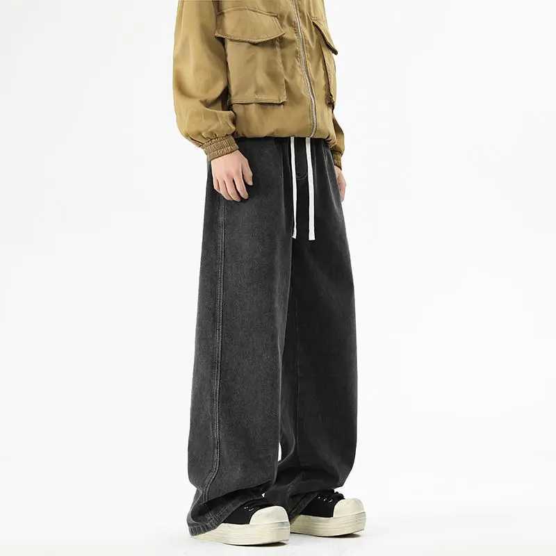 The autumn new American mens wide leg jeans feature loose retro straight leg pants with a casual and fashionable high street D260320