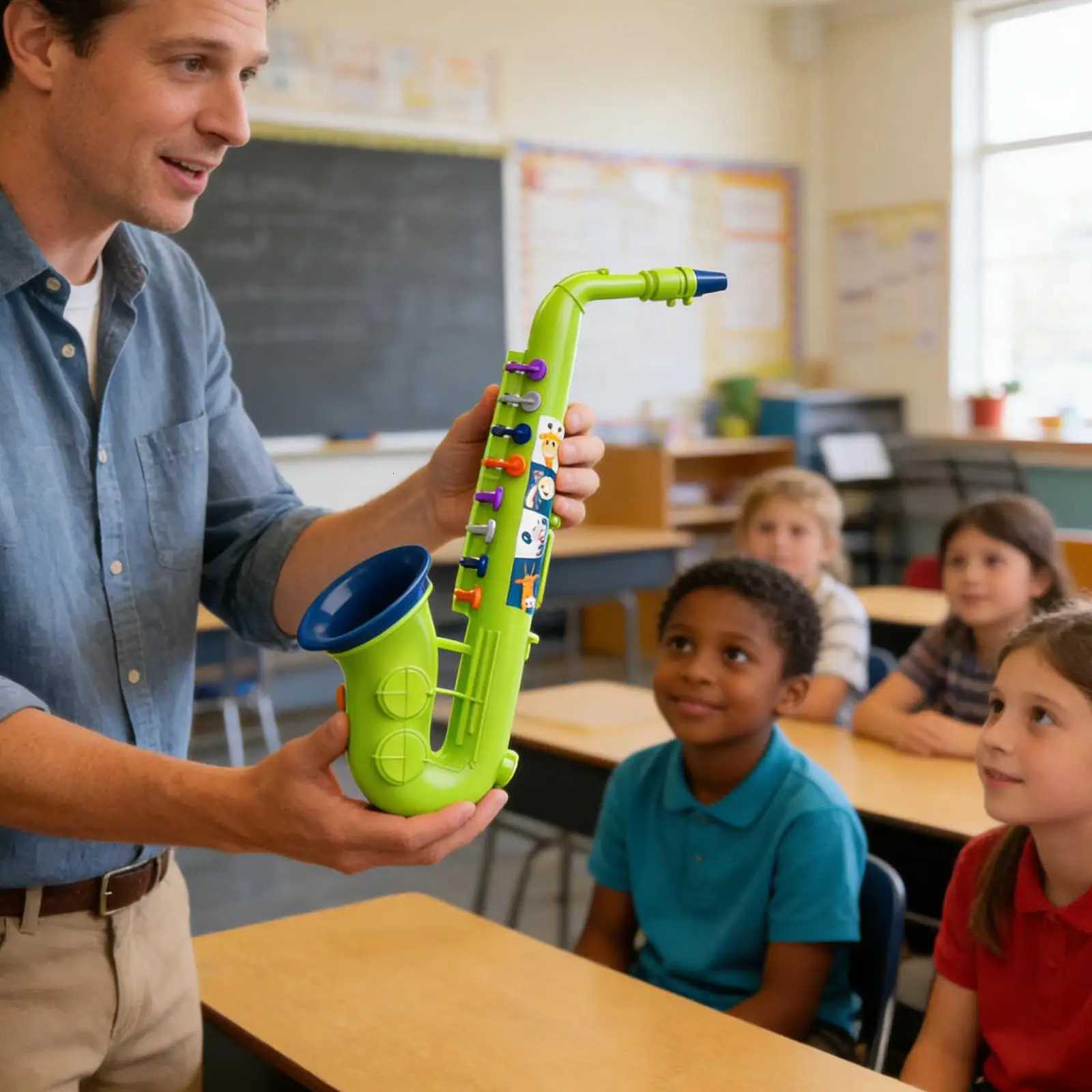 Kids Saxophone Toy 8 Key Educational Musical Instrument for Beginners Children Music Learning Preschool Classroom Birthday Gift Y260319