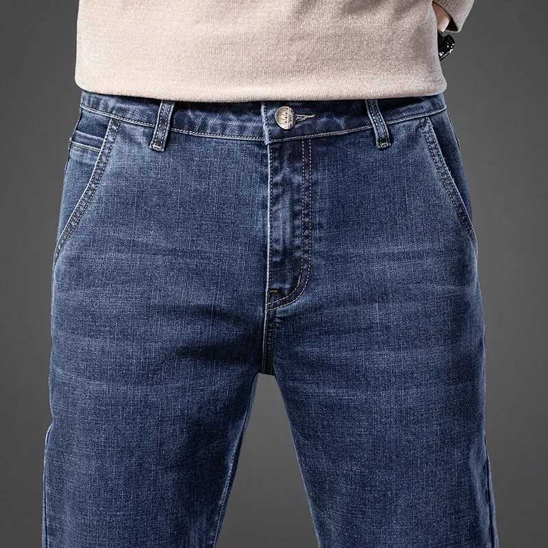 Autumn Jeans for Mens Classic Blue Slim Straight Cotton Brand Regular Male Pants Casual Denim Trousers Male Clothing D260320