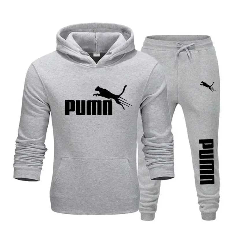 2025 New Autumn and Winter Mens Pullover Hoodie and Pants Two-Piece Set Fashionable Trendy Fitness Casual Sportswear M260320
