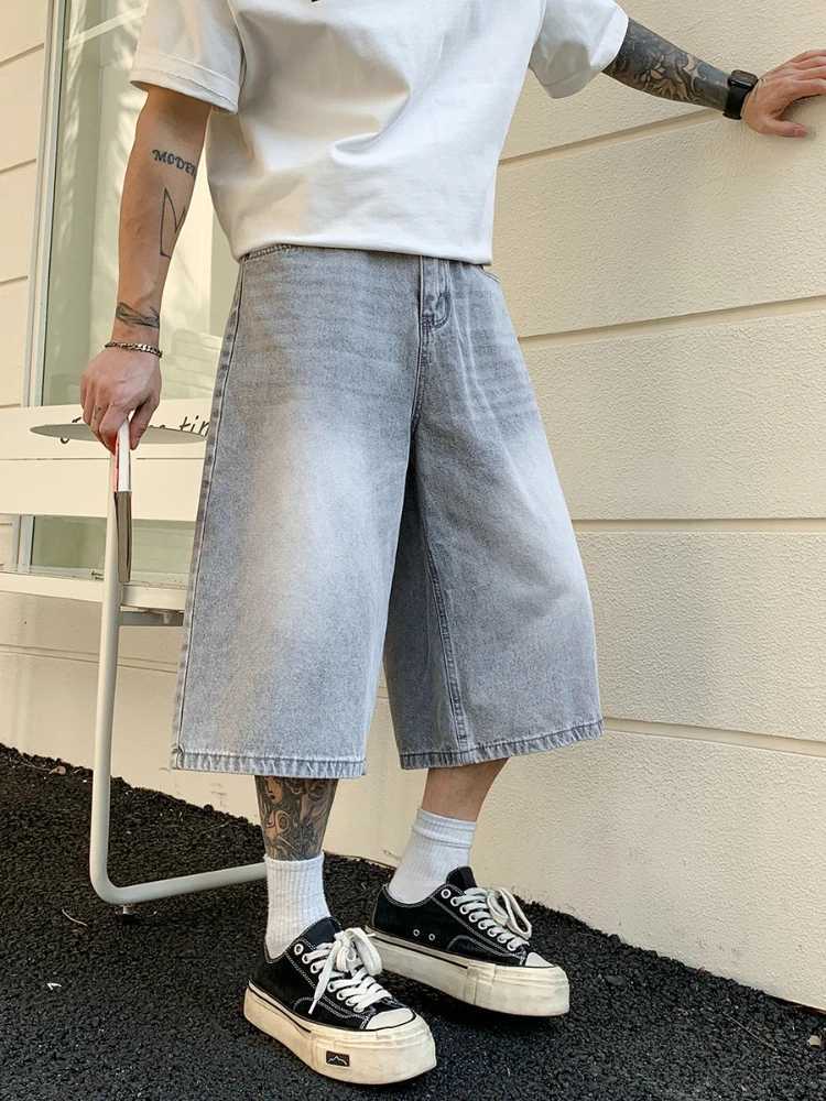 Summer Mens New American Vintage High Waist Wide Leg Jeans Loose Seven-Foot Pahts Denim Casual Straight Leg Pants D260320