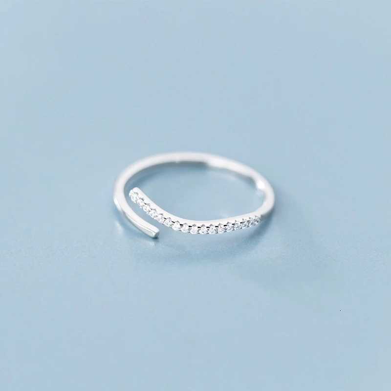 Modian 925 Sterling Silver Simple Adjustable Finger Rings Stackable Zirconia Open Size Ring For Women Party Fine Jewelry Gifts H260320 - view 4