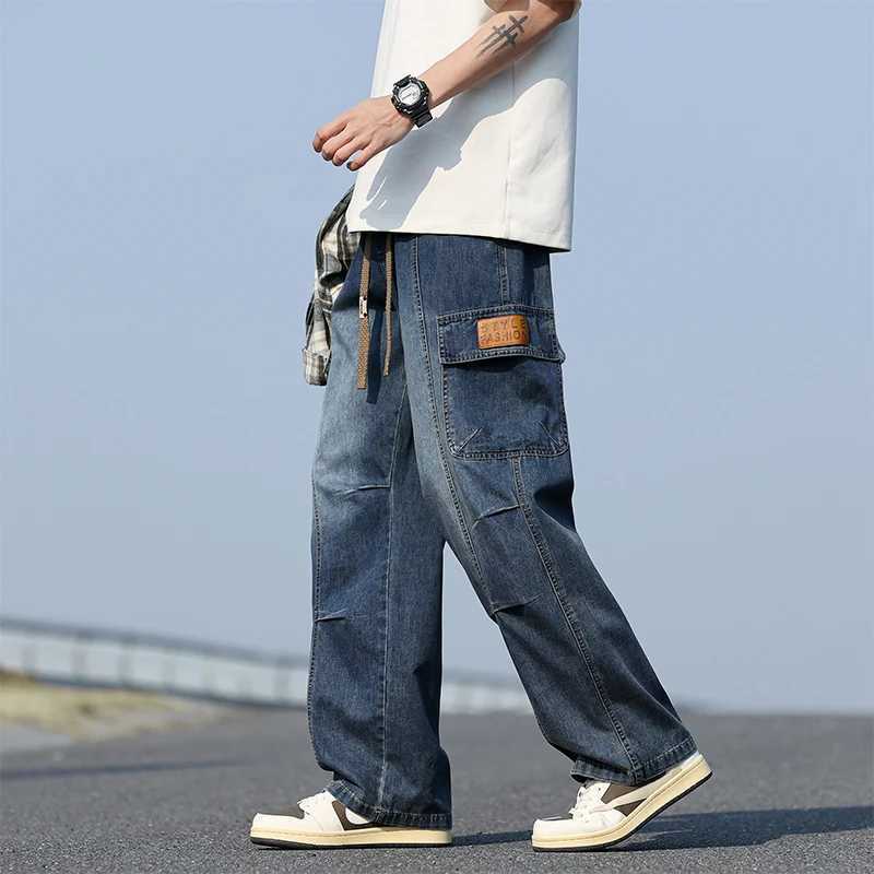 Stylish laid-back style loose straight-leg jeans that make you look taller casual long pants casual pants plus-size mens pants D260320