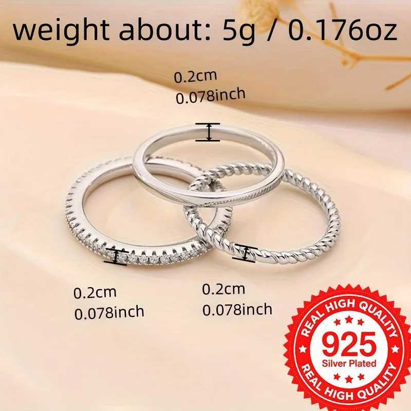 925 Silver Plated Stackable Rings Set Sparkling CZ High-Quality Elegant Finger Jewelry for Women Perfect for Daily Wear H260320 - view 6