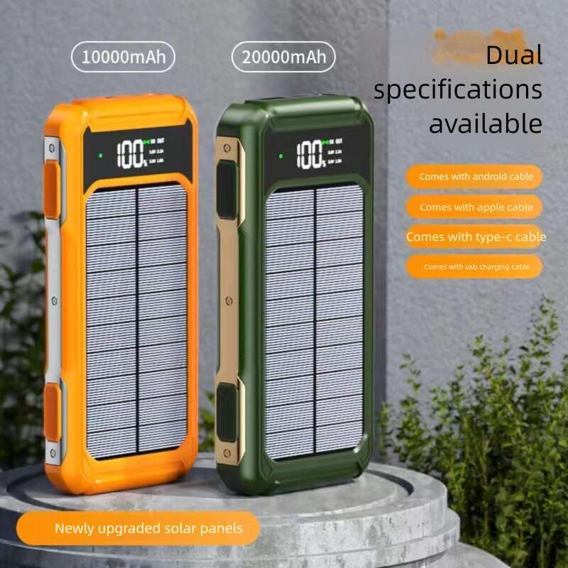 Famous Brand Solar Power Bank Built In Cable Large Capacity Outdoor Waterproof Portable Charger Fast Charging Emergency Backup Battery CKS