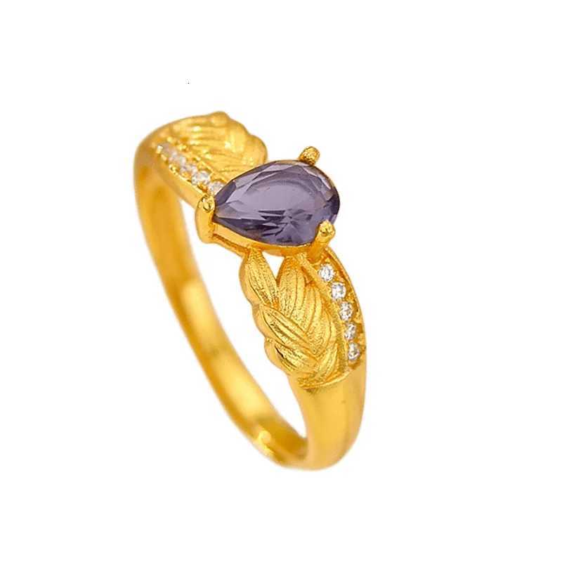 Luxury 24K 9999 Pure Gold real gold Womens Diamond-encrusted Ocean Blue Ring H260320 - view 6