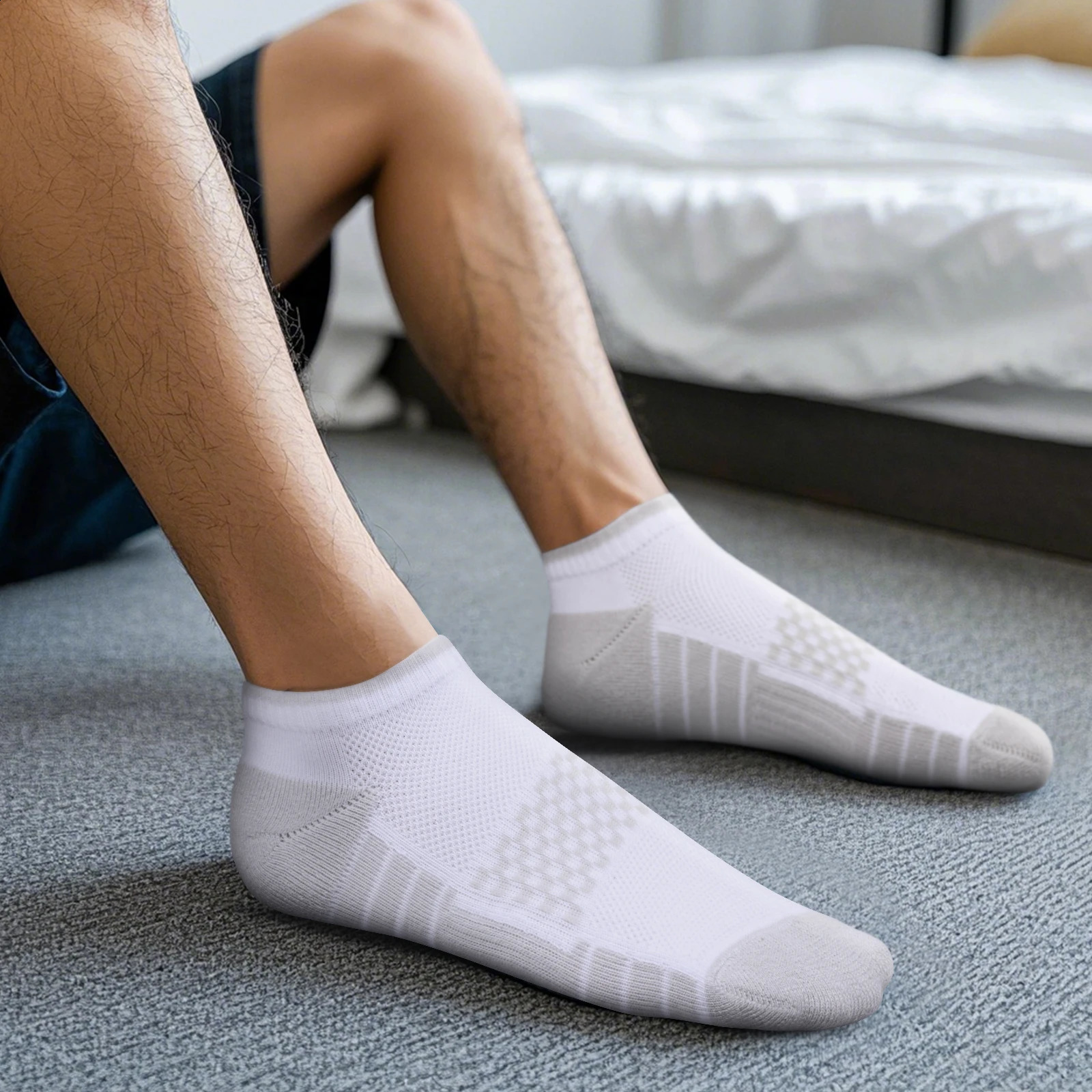 YUEDGE Mens Trainer Socks Sweat Wicking Anti-Odor Breathable Cotton Low Cut Ankle Gym Golf Athletic Running Sports Socks 260319 - view 6