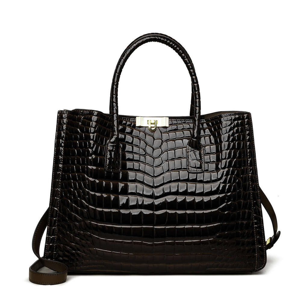 2026 New Light Luxury Niche Crocodile Pattern Women Handbag, Genuine Cowhide Hobo Tote Shoulder High-End Daily Commute Bag, Factory Direct Shipping SE