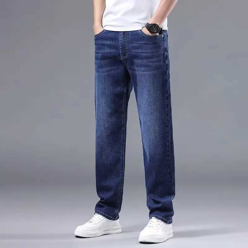 Men New Spring Autumn Jeans Male Fashion Loose Straight Leg Lightweight Denim Pants Comfortable Daily Commute Trousers D260320