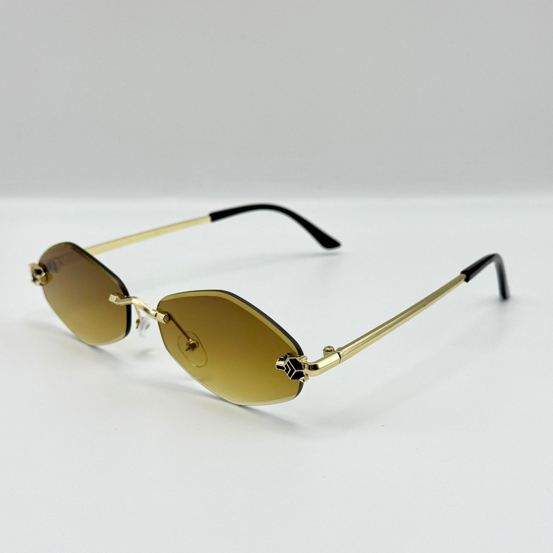 Luxury Brand Designer Jewelry Hot-Selling Rimless Sunglasses New Hot Girl Sunglasses European And American Personality Leopard Head UV Protection Sung