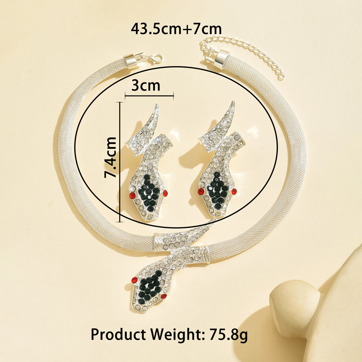 Luxury Brand Designer Jewelry New Trendy European And American Cross-Border Best-Selling Creative Diamond-Encrusted Snake-Shaped Hollow Necklace And E
