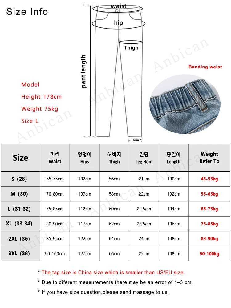 Spring Autumn Mens Jeans Straight Denim Pants Banding Waist Cotton Streetwear Wide Leg Loose Casual Blue Long Jeans Trousers D260320