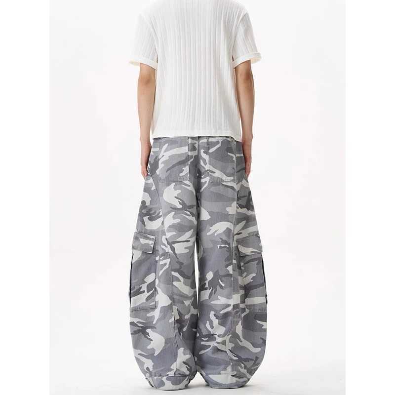 Camouflage Baggy Cargo Pants Mens High Rise Trousers Straight Wide Leg Oversize Pants 2025 Autumn Aesthetics Vintage Y2K jeans D260320