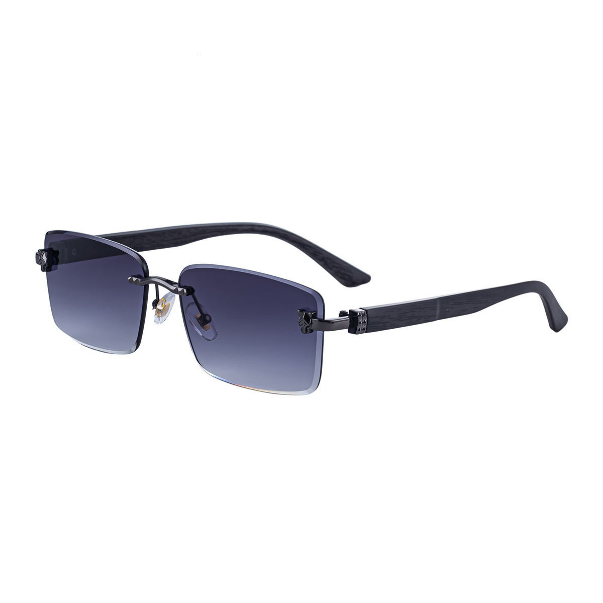 Luxury Brand Designer Jewelry 2026 New European And American Fashion Frameless Sunglasses For Men, Retro Wood Grain Temples, Leopard Head Design, Sun 
