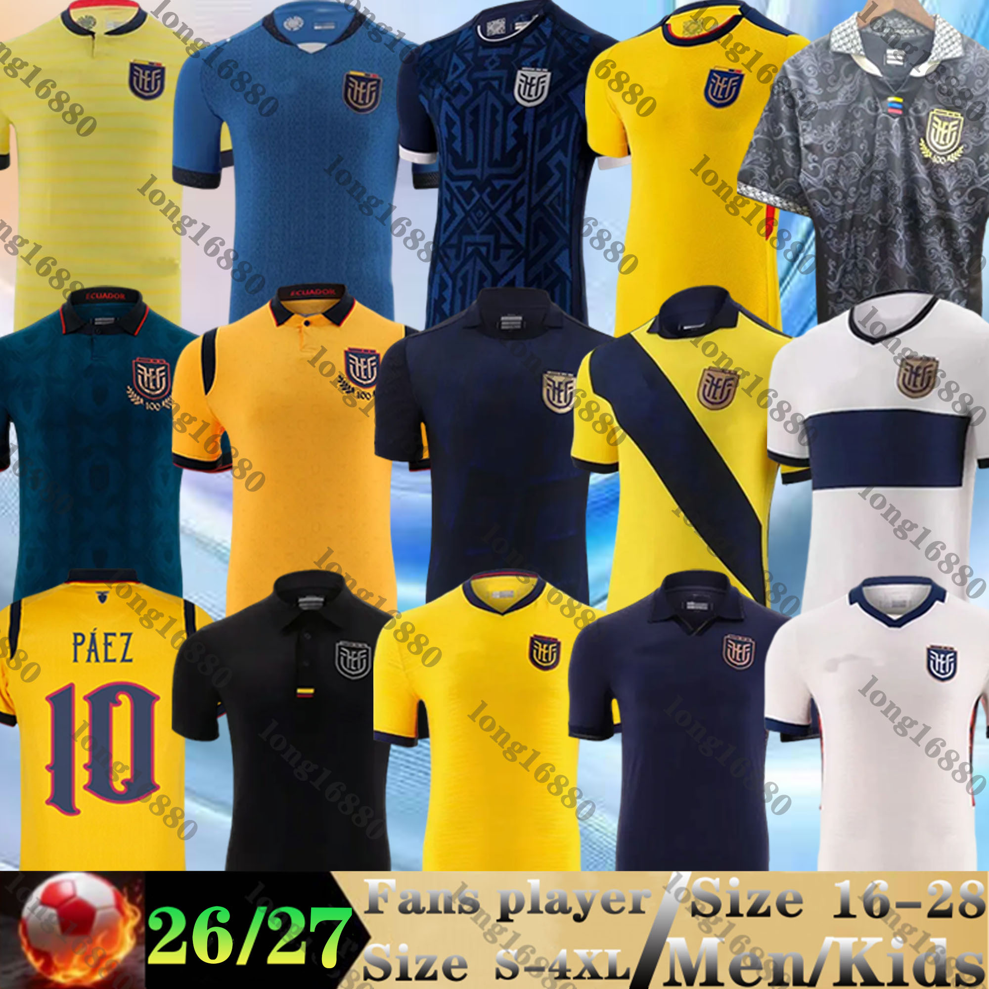 2025 2026 2027 World Cup Ecuador Plata Soccer Jerseys Copa America 22 23 24 25 26 27 VALEMNCIA Martinez Hincapie D. Palacios M. Caicedo Estupinan Yellow men Fotball Shirt