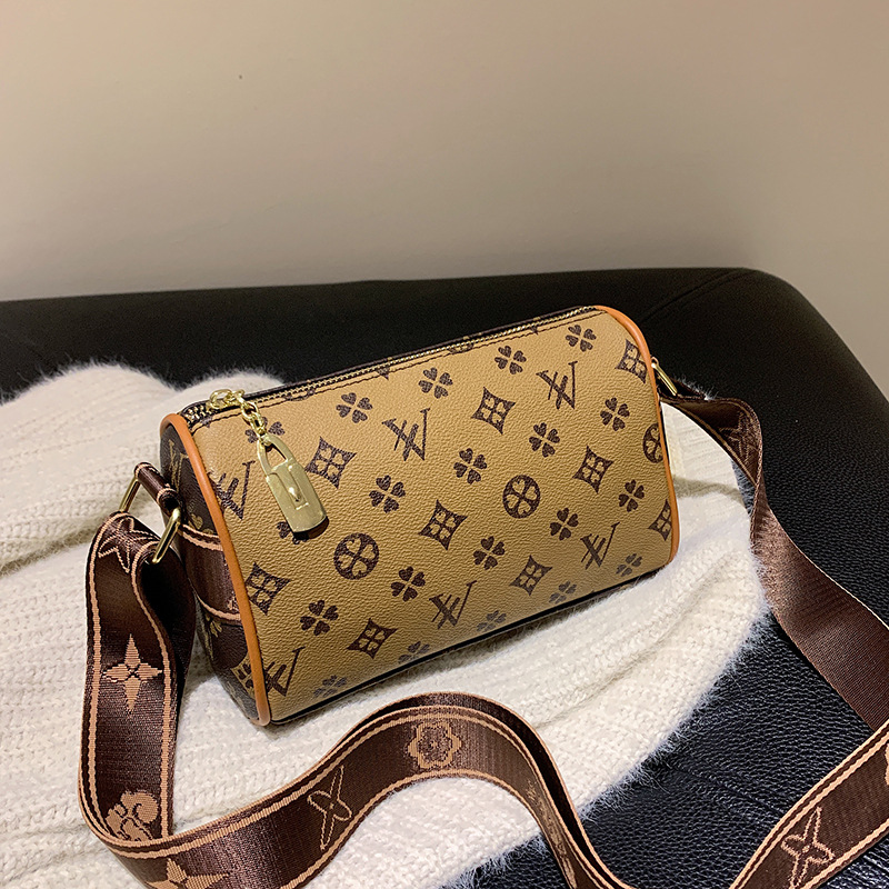 luxury design bag 2026 New Women's Letter Print Cylinder Bag, Fashion Trendy Crossbody Shoulder Purse, Stylish Round Barrel Handbag