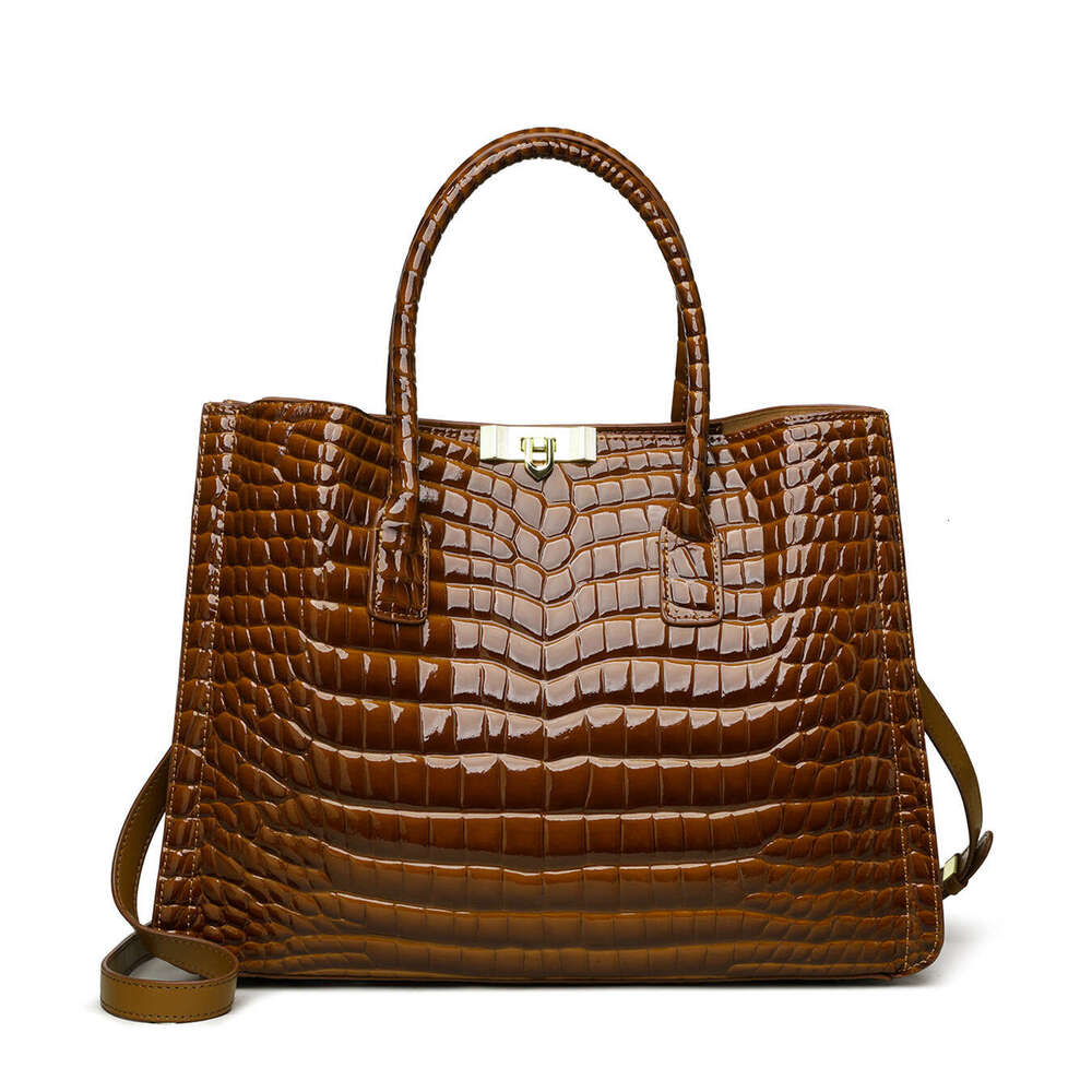 2026 New Light Luxury Niche Crocodile Pattern Women Handbag, Genuine Cowhide Hobo Tote Shoulder High-End Daily Commute Bag, Factory Direct Shipping SE