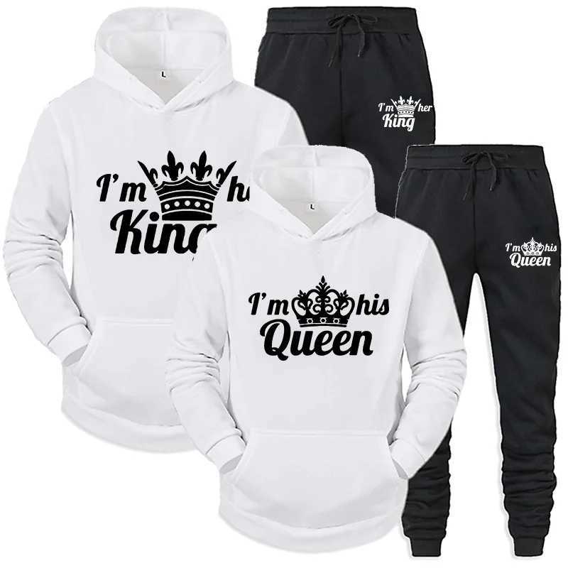 Lover TraCKsuit Hoodies QUEEN KING Couple Sweatshirt Plus Size Hooded CloTHes Hoodies Women Two Piece Set M260320