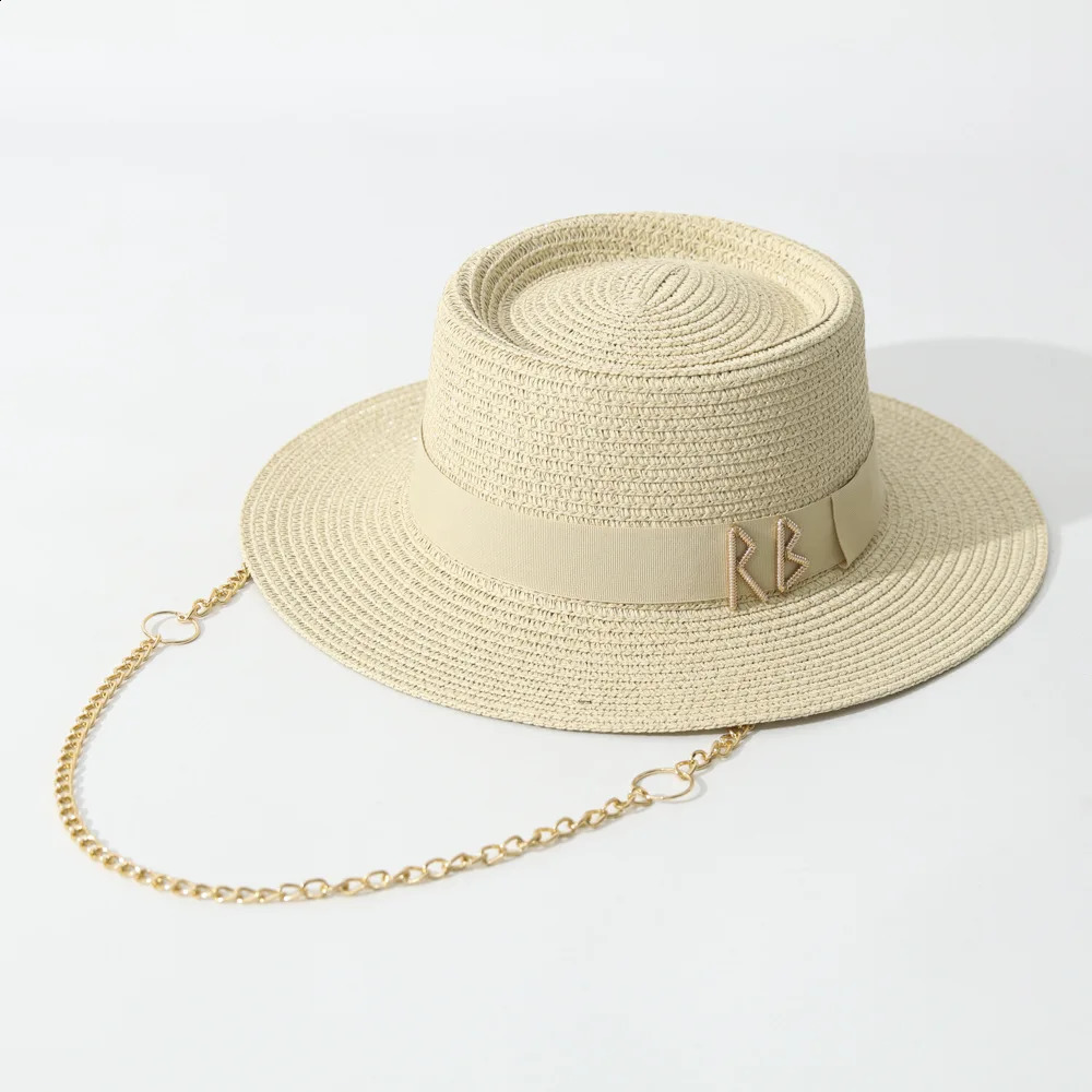 Summer Straw Hats for Women Ribbon Decoration Elegant Ladies Party Dress Hats Travel Beach Sun Hat Chapeau Femme 260320