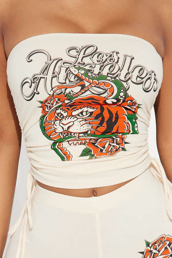 2026 Cross-Border European And American Women's Fashion Printed Bandeau Shorts Set