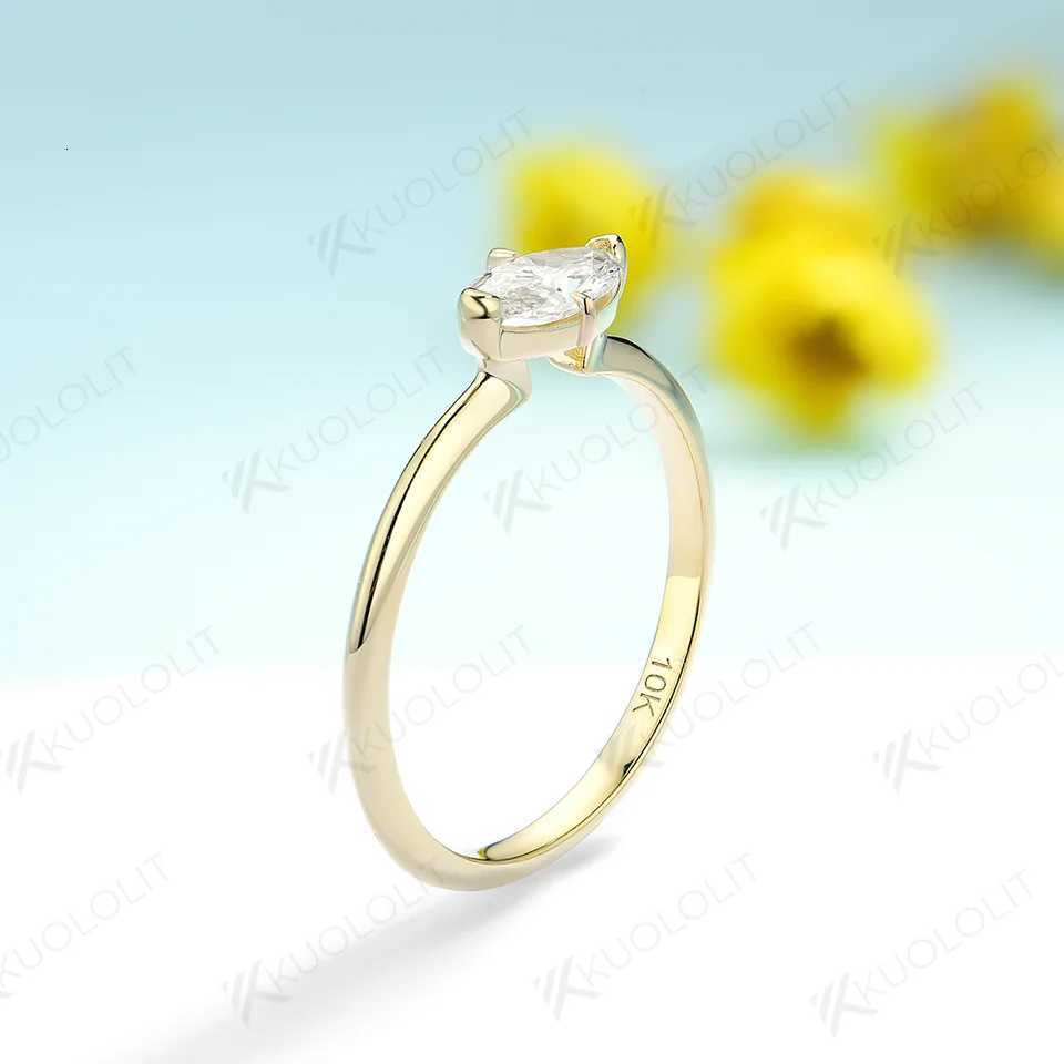 Kuololit 05CT Lab Grown Diamond Engagement Ring for Women Solid 18K 14K 10K 585 Yellow Gold Marquise Ring for Christmas Gifts H260320 - view 4