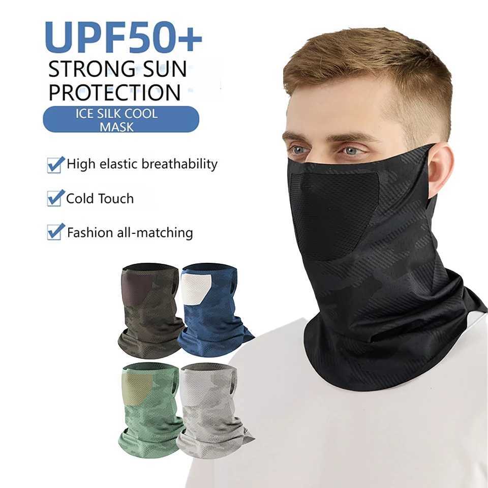 Ice Silk Sunproof Neck Gaiter Long Neck Windproof Breathable Cycling Ear-Hanging Mask UV Protection Seamless Face Cover Unisex M260320