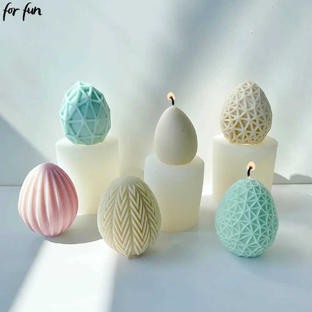 For fun DIY Easter Geometric Eggs Silicone Candle Mold DIY Christmas Aromatherapy Candle Mould Chocolate Gypsum Epoxy Resin Mold H260319
