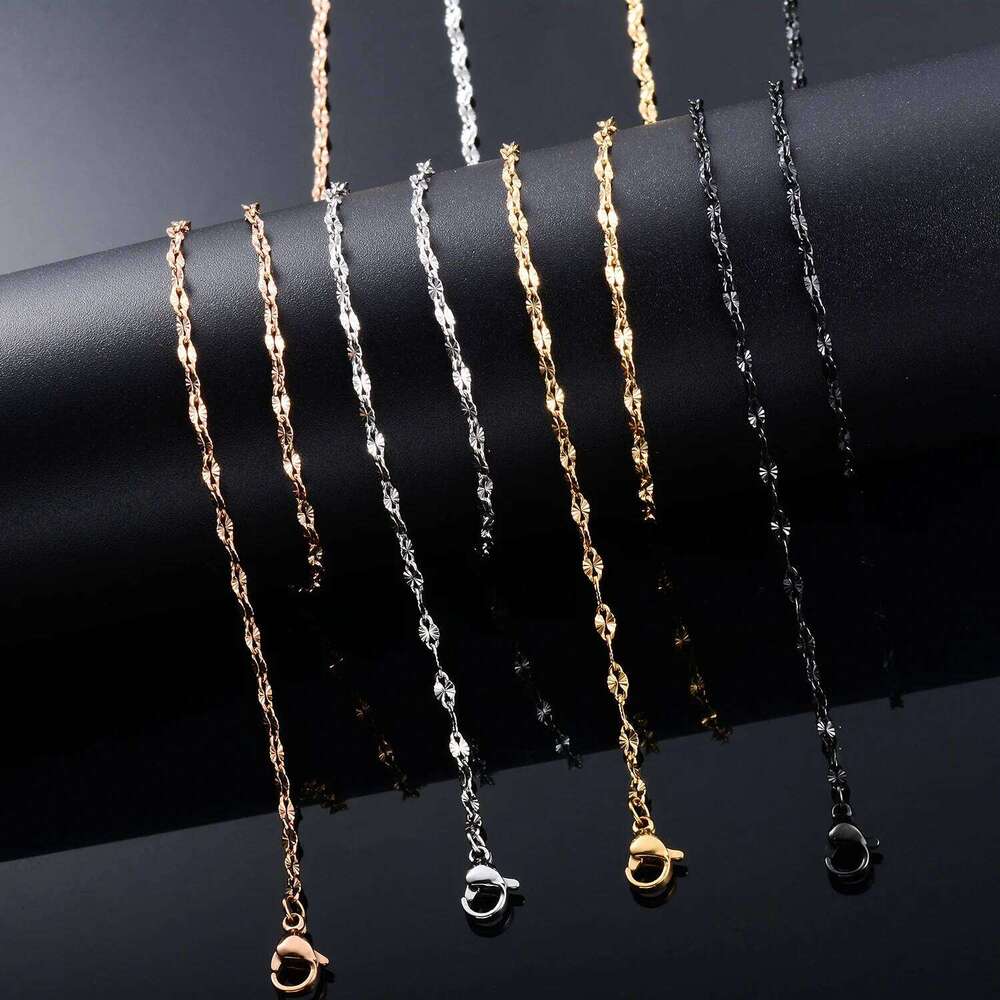Yadreva Lip Embossed Chain 2.5mm Thin Stainless Steel Necklace Handmade Link Waterproof Jewelry Accessories 26W0320
