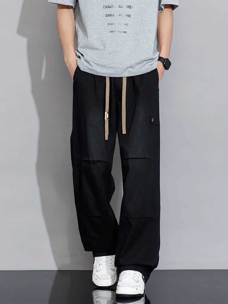 Mens Cargo Jeans 2026 New Spring Summer Wide Leg Denim Pants Straight Baggy Jeans Asian Size L-5XL D260320