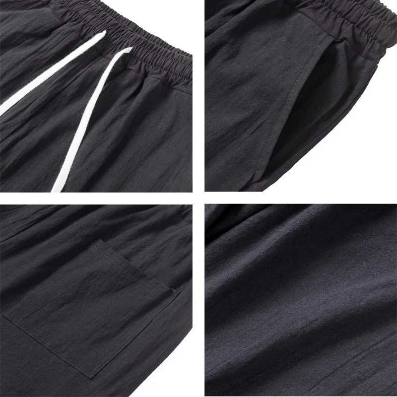 Mens Summer Lightweight Shirt Set wiTH Standing Collar Button PoCKet Cotton Linen Short SLeeve Casual Outfit M260320