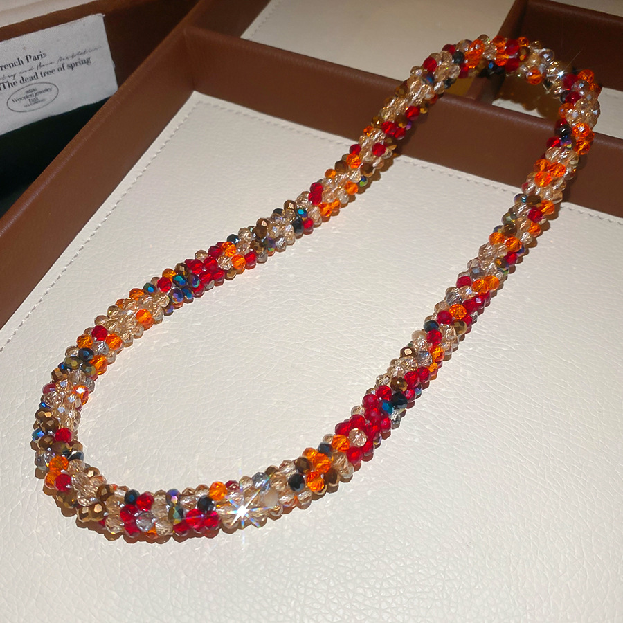 French-style colorful crystal beaded choker necklace women, elegant and luxurious, high-end feel, suitable for pairing with dresses, trendy collarbone - view 5