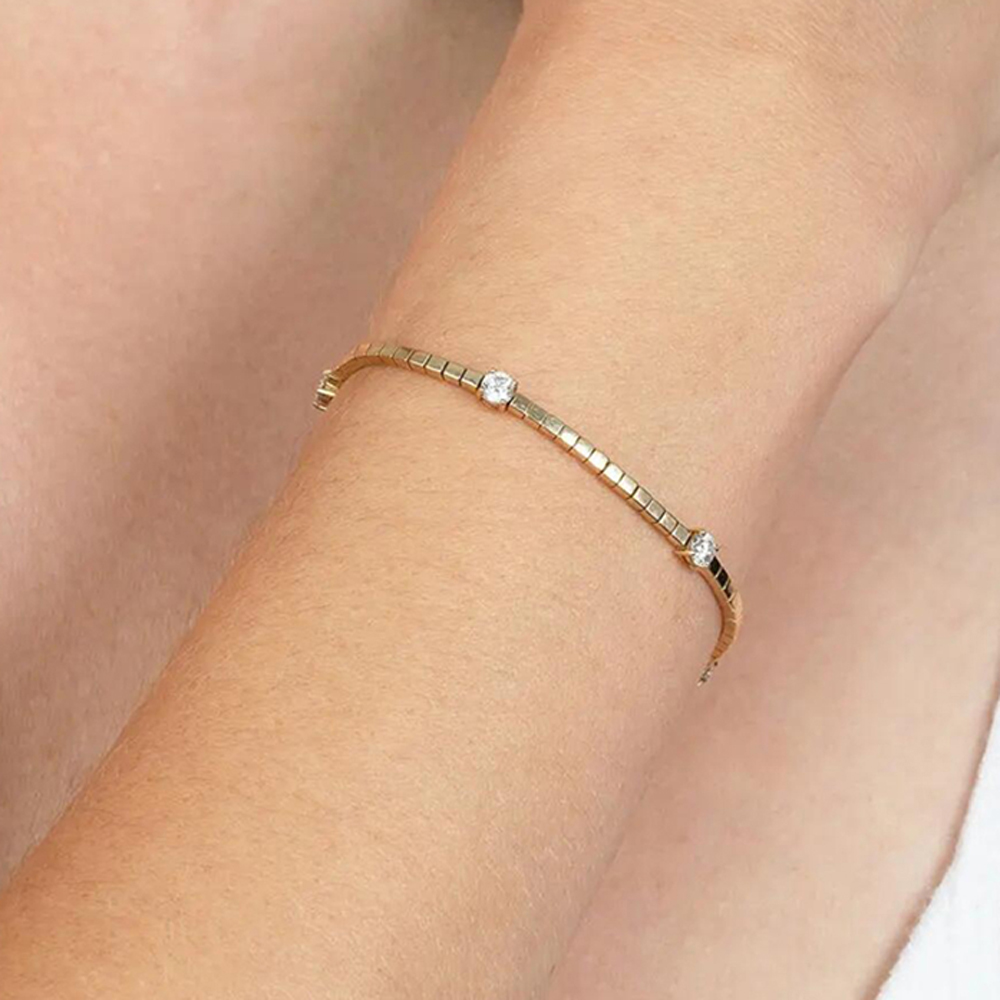 2026 New Fashion Geometry Bracelets Micro Paved Bling CZ For Women Gold Plated Classic Jewelry