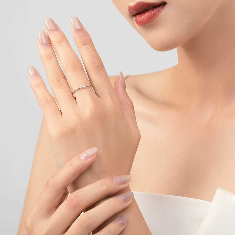 Ailmay Authentic 925 Sterling Silver Minimalist Fashion Shiny Clean Zircon Rings Womens Low Allergy Wedding Jewelry H260320 - view 3