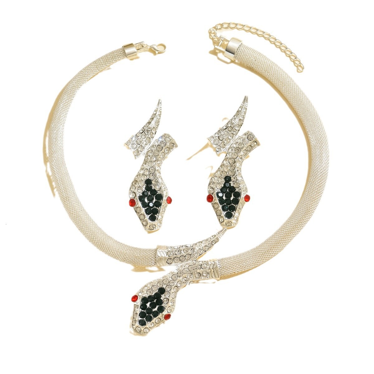 Luxury Brand Designer Jewelry New Trendy European And American Cross-Border Best-Selling Creative Diamond-Encrusted Snake-Shaped Hollow Necklace And E