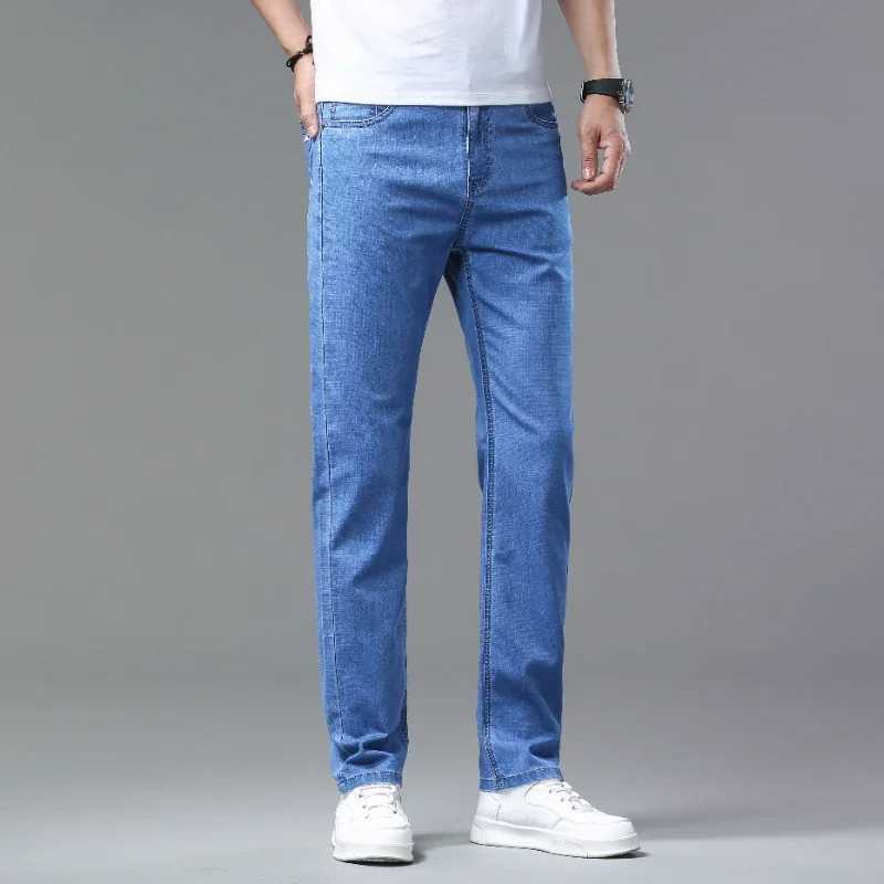 2025 Summer Thin Mens Casual Jeans Classic Style Stretch Straight Fashionable Versatile Light Business Denim Long Pants Male D260320