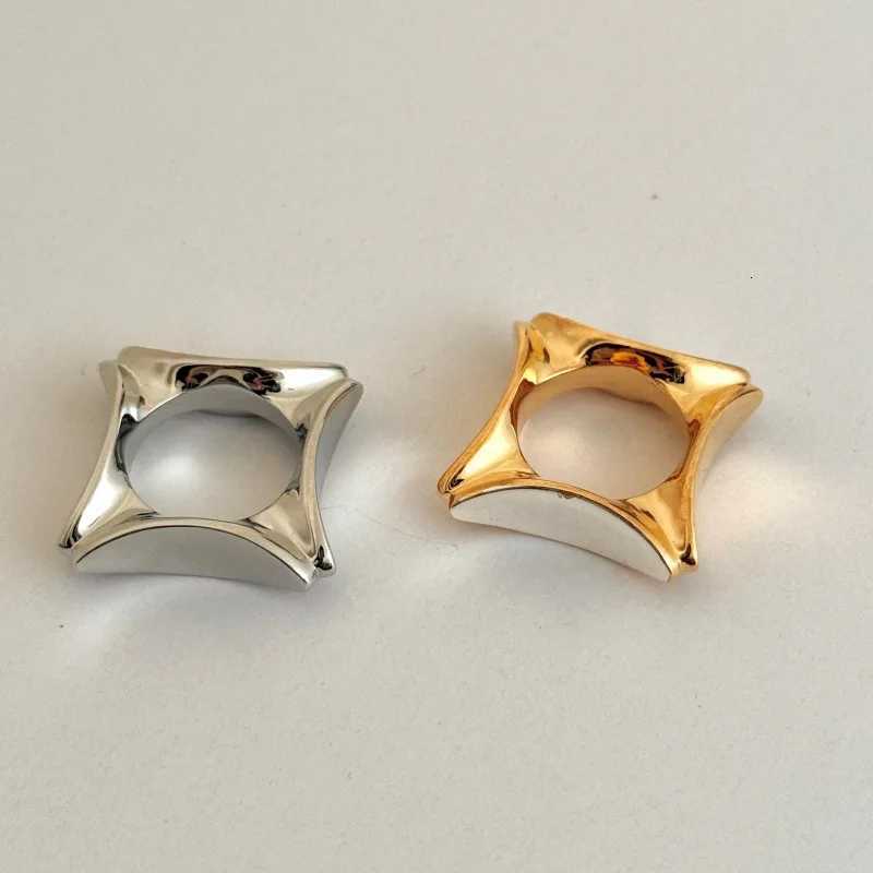 Retro Smooth Wide Ring Minimalist Luxury Textured Irregular Metal Rings Fashion Jewelry H260320 - view 6