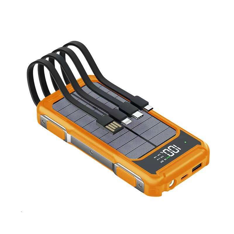 Famous Brand Solar Power Bank Built In Cable Large Capacity Outdoor Waterproof Portable Charger Fast Charging Emergency Backup Battery CKS
